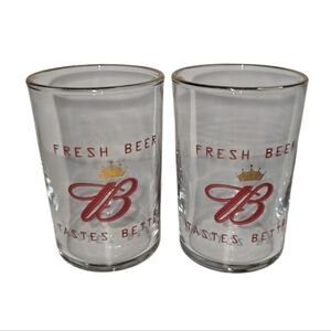 Budweiser Clear Glass 6 OZ Beer Tumblers, Set Of 2